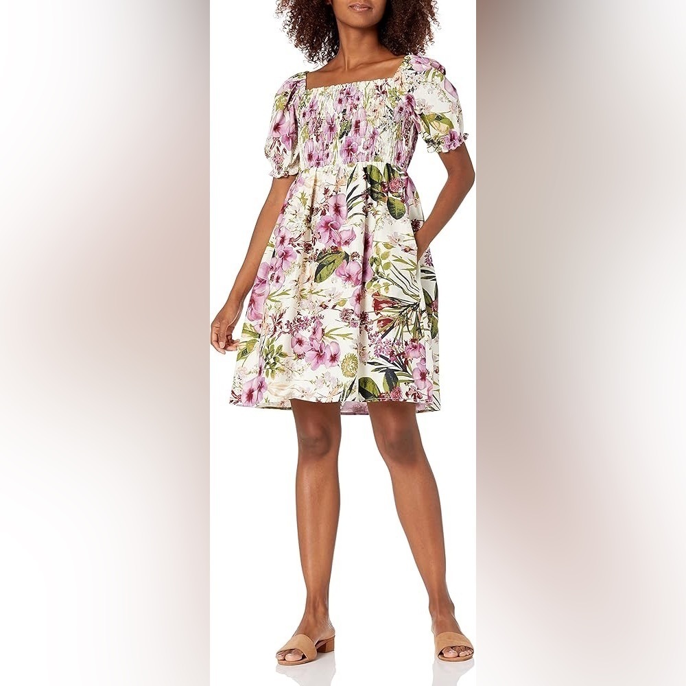 Maison Tara Floral Puff Sleeve Dress Size 20W